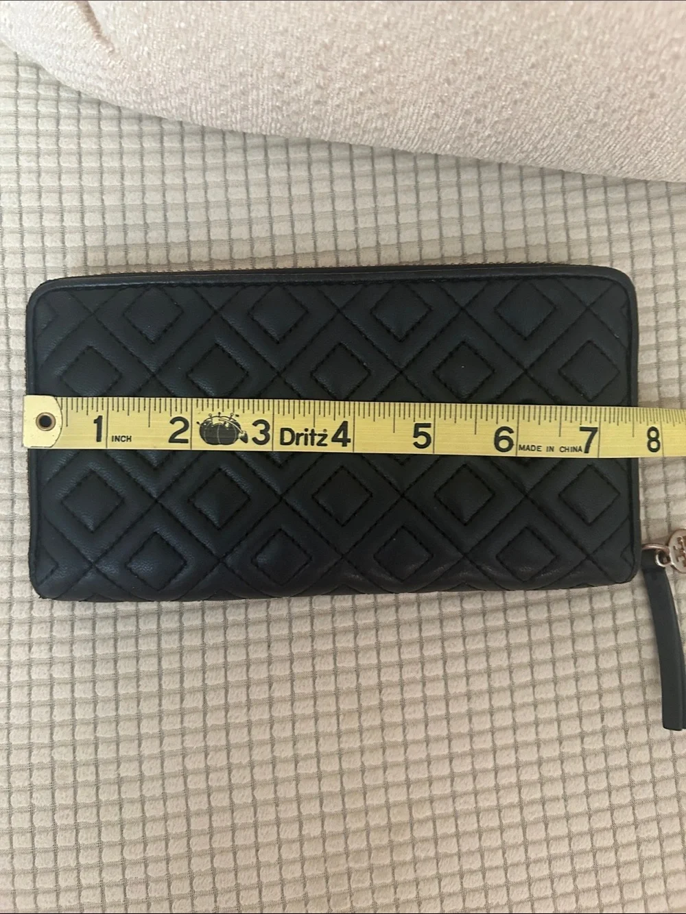 Tory Burch Black Quilted Leather Zip-Around Wallet